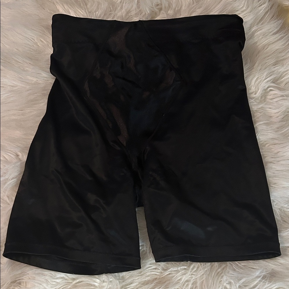 Black Satin Maidenform Shapewear Shorts Large